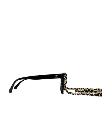 Chanel Black Sunglasses with Chain-SUNGLASSES--Gazelle Fashion and Style
