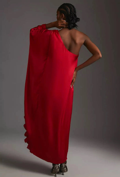 Anthropologie Hutch One-Shoulder Ruffled Dress-DRESS-Gazelle Fashion and Style