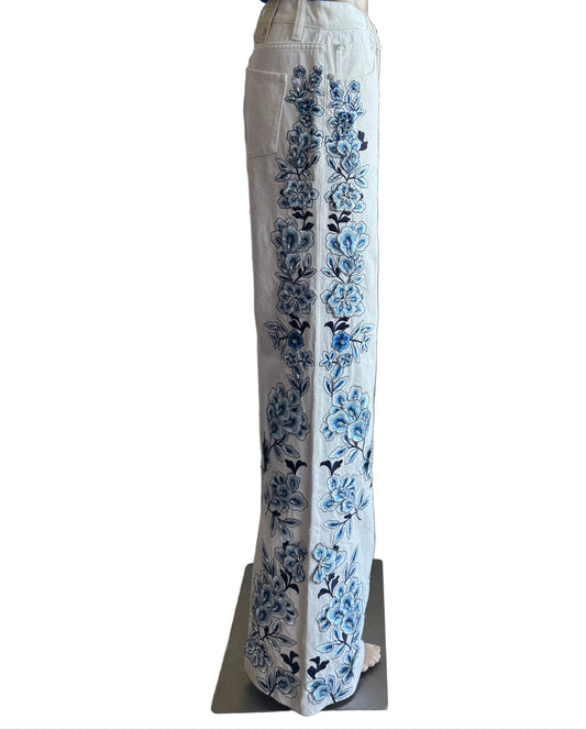Alice + Olivia Embroidered Jeans-PANTS-Gazelle Fashion and Style