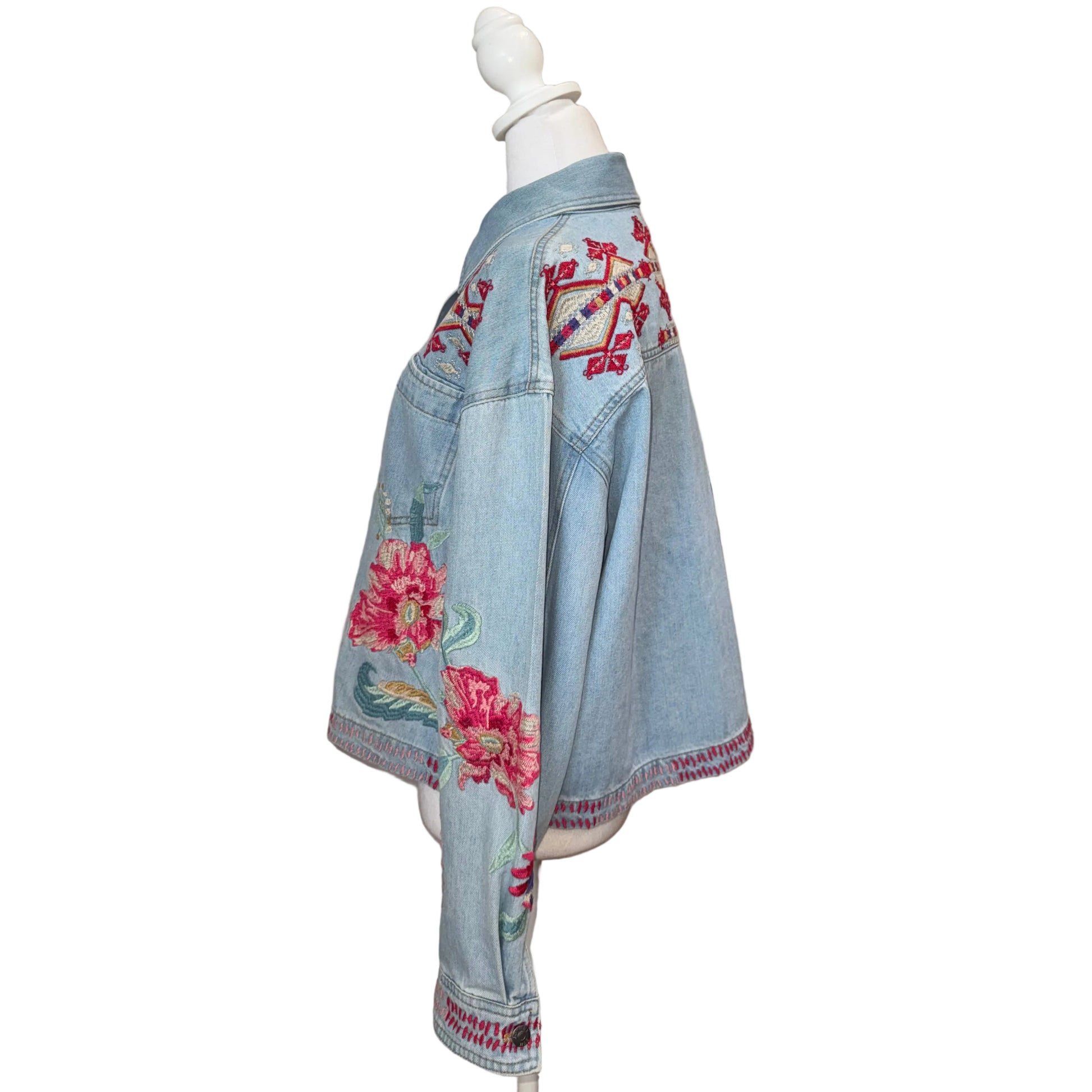 Johnny Was Talulla Cropped Denim Jacket-JACKETS-Gazelle Fashion and Style