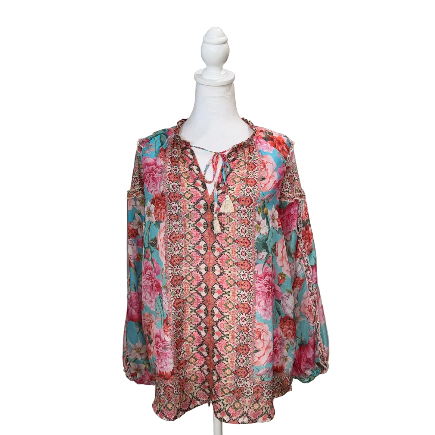 Johnny Was Rose Narcisa Silk Blouse-TOPS-Gazelle Fashion and Style