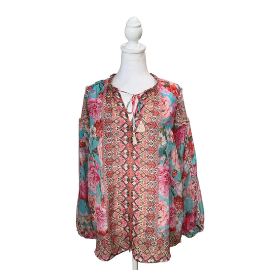 Johnny Was Rose Narcisa Silk Blouse-TOPS-Gazelle Fashion and Style