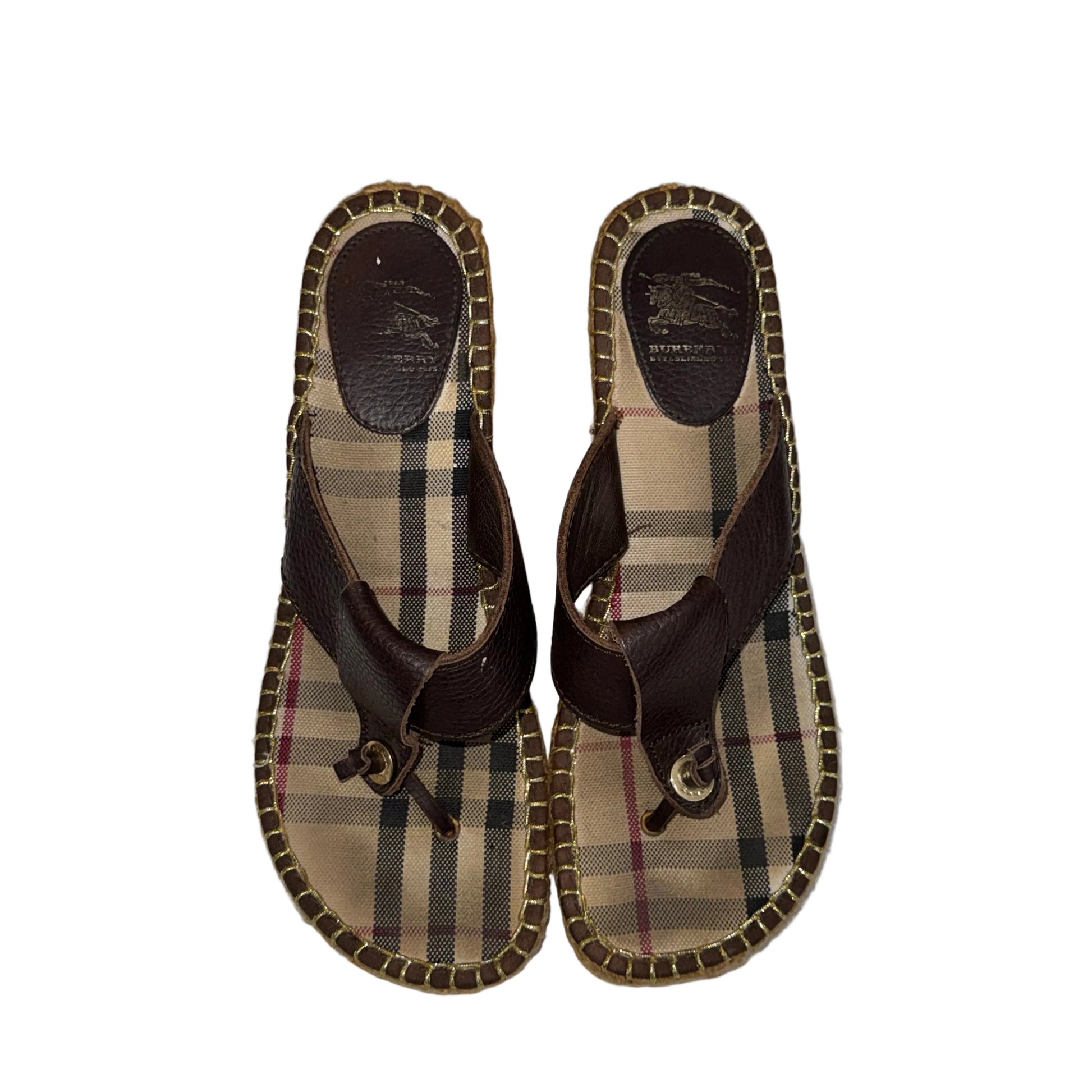 Burberry Nova Check Espadrille Wedge Heels-SHOES-Gazelle Fashion and Style