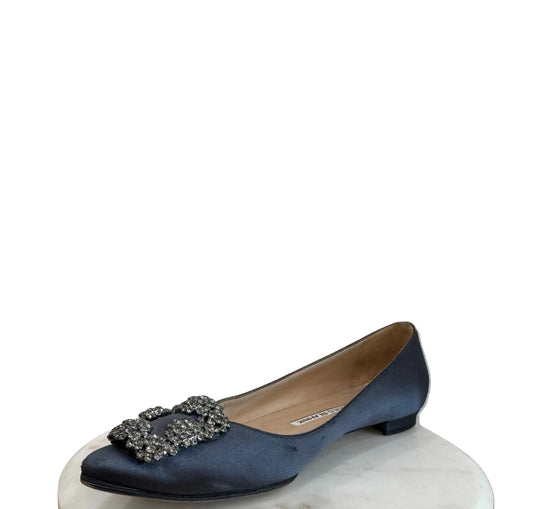Satin Crystal Buckle manolo blank-SHOES-36 1/2-blue-Great-Gazelle Fashion and Style