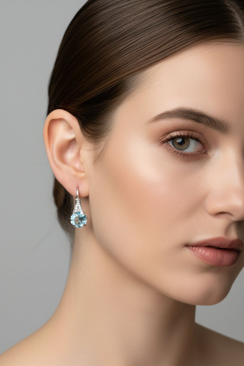 Silver Topaz Drop Earrings-JEWELRY-Gazelle Fashion and Style