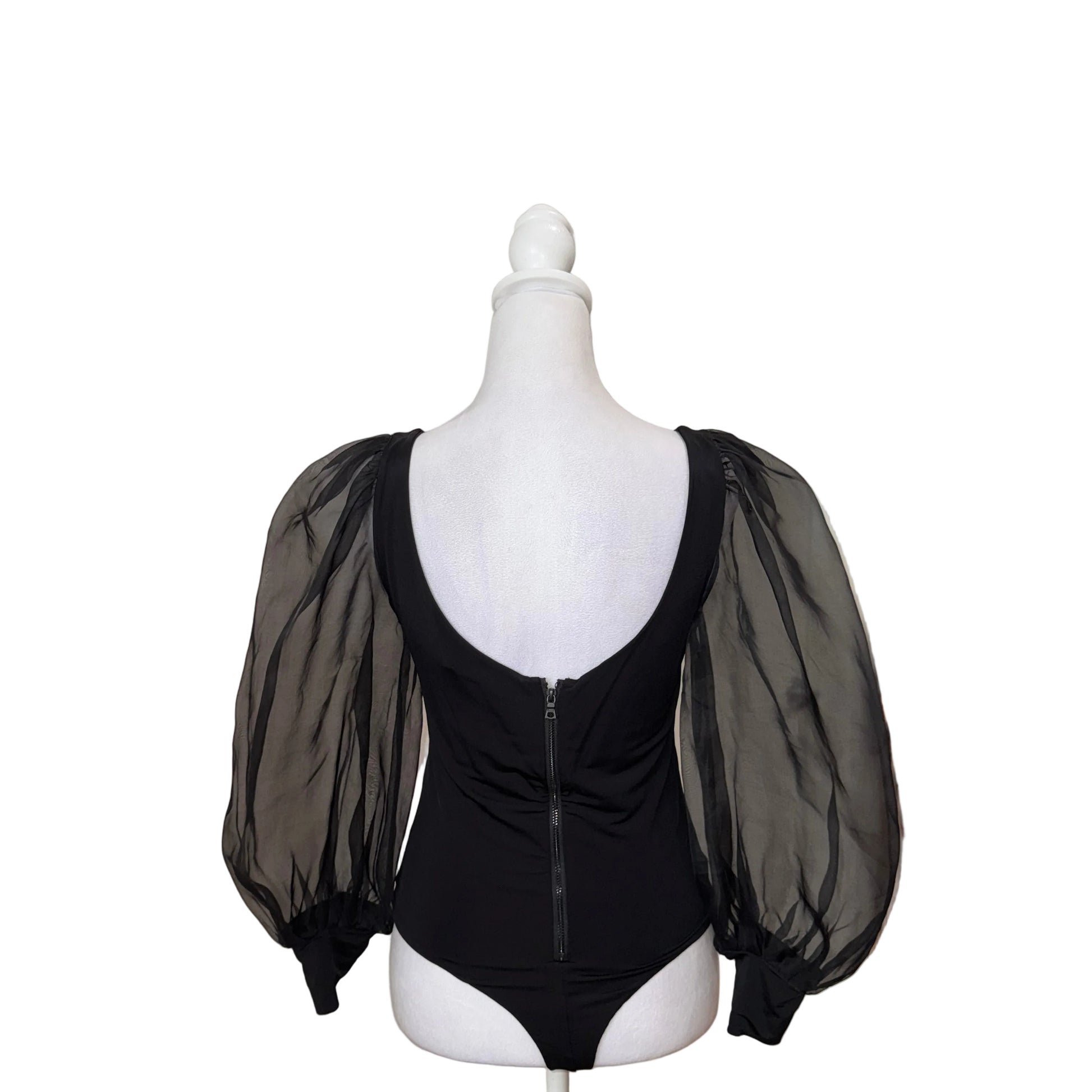 Alice + Olivia Jilliane Scoop Neck Puff Sleeve Bodysuit-TOPS-Gazelle Fashion and Style
