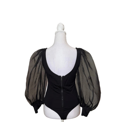 Alice + Olivia Jilliane Scoop Neck Puff Sleeve Bodysuit-TOPS-Gazelle Fashion and Style
