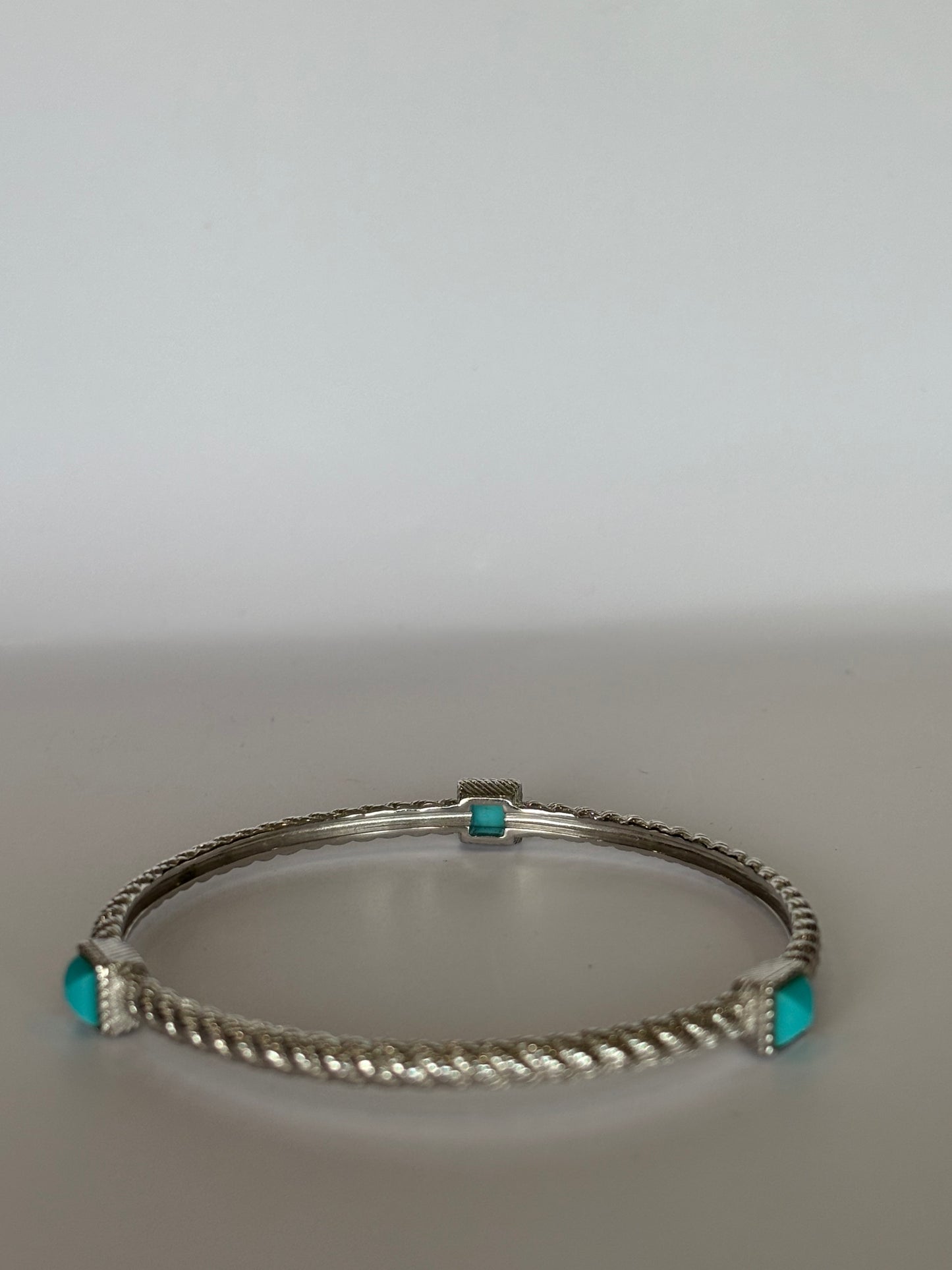 Judith Ripka Sterling Silver Turquoise Rope Twist Bracelet-BRACELET-Gazelle Fashion and Style