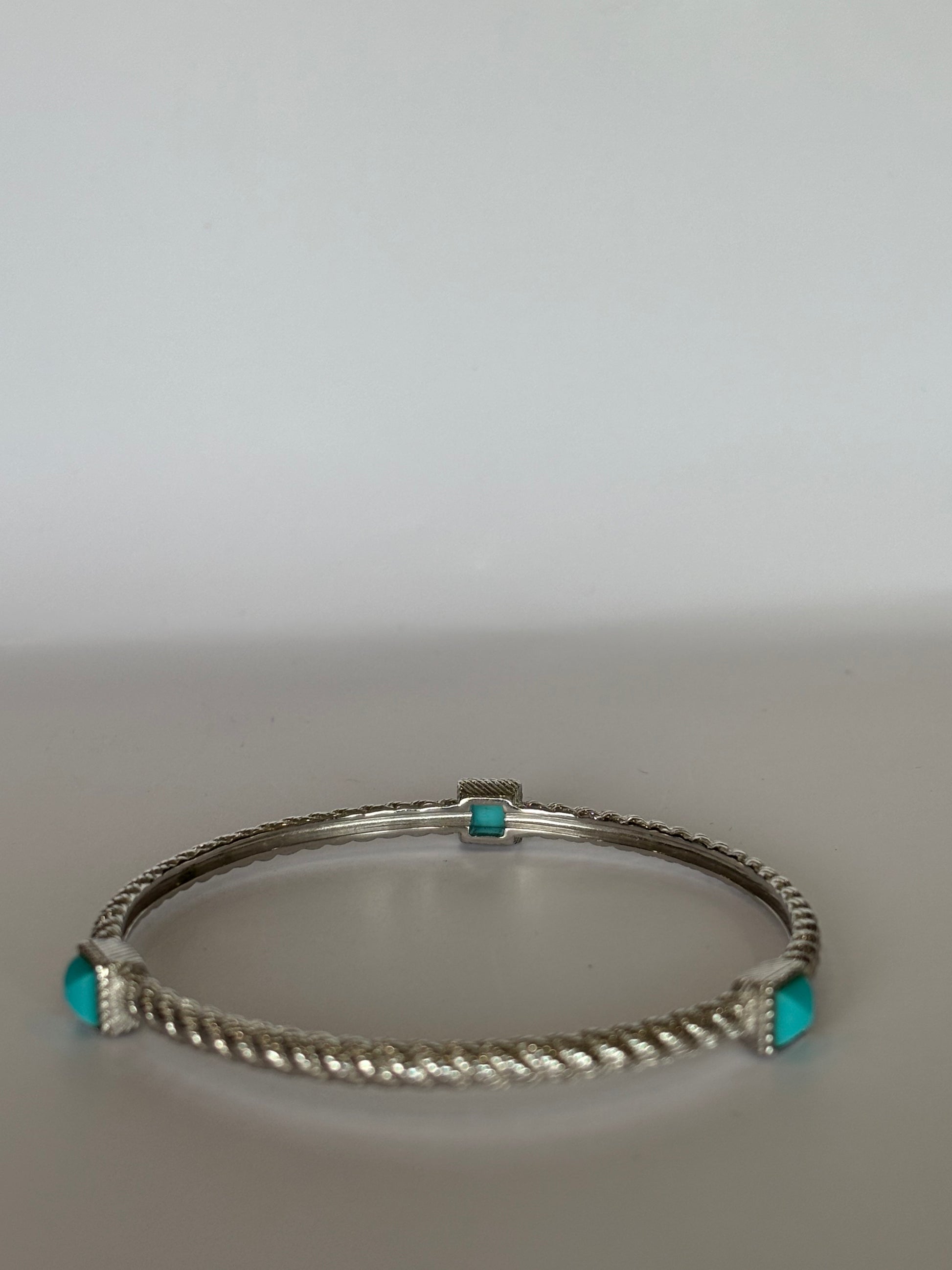 Judith Ripka Sterling Silver Turquoise Rope Twist Bracelet-BRACELET-Gazelle Fashion and Style