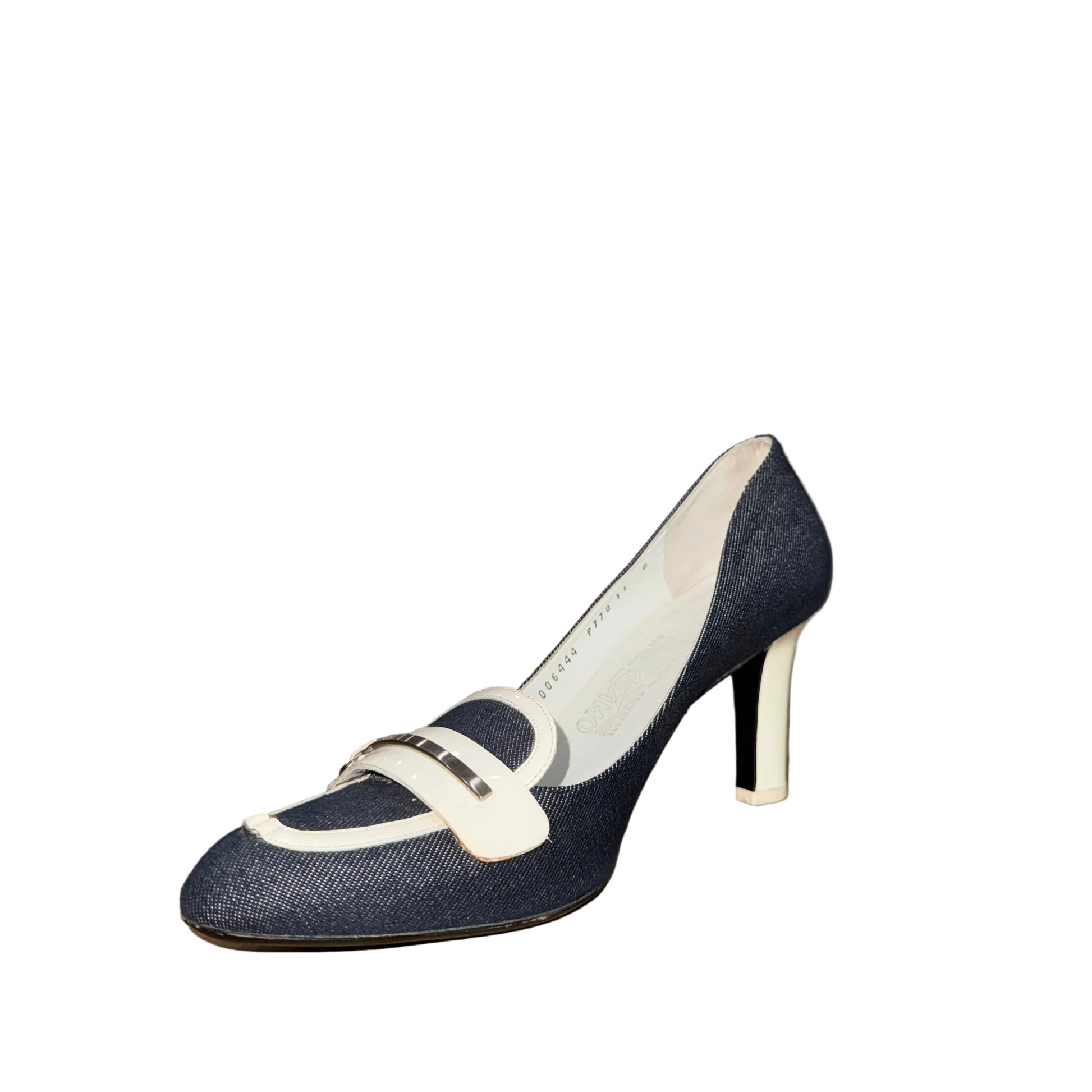 Vintage Ferragamo Denim Loafer Pumps-Gazelle Fashion and Style