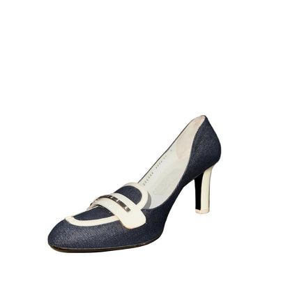 Vintage Ferragamo Denim Loafer Pumps-Gazelle Fashion and Style