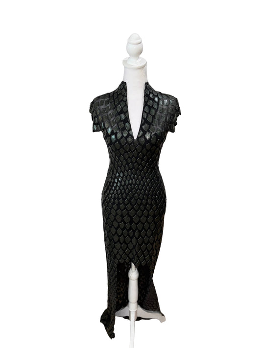 Ema Savahl Couture Mandarin Dragon Scale Dress