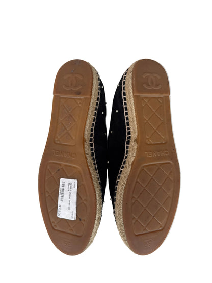 Chanel 2017 Faux Pearl Accents Espadrilles- Size 39,Fits US 8 $325-SHOES-Gazelle Fashion and Style