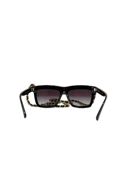Chanel Black Sunglasses with Chain-SUNGLASSES--Gazelle Fashion and Style