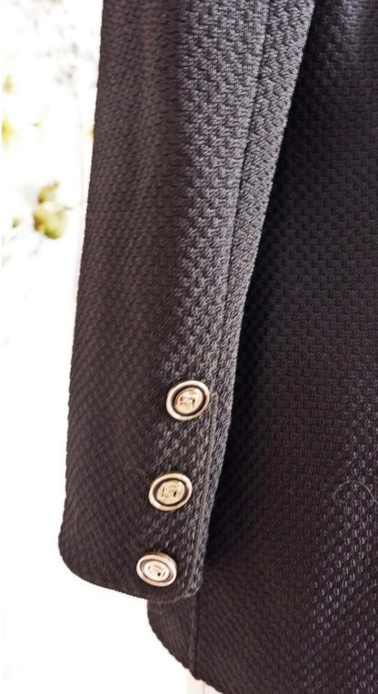 St. John Waffle Knit Jacket With Gold Buttons-JACKETS-Gazelle Fashion and Style