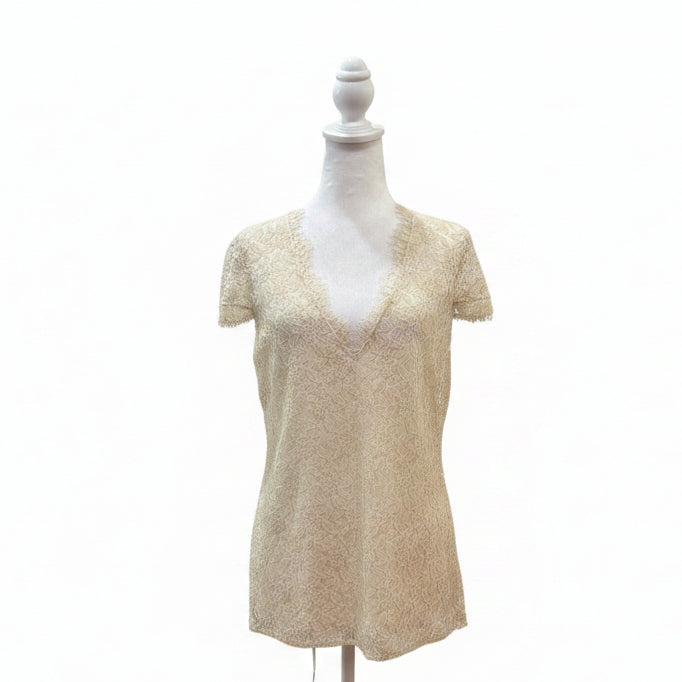 St John. Lace Trim Blouse-TOPS-S-Cream-New-Gazelle Fashion and Style