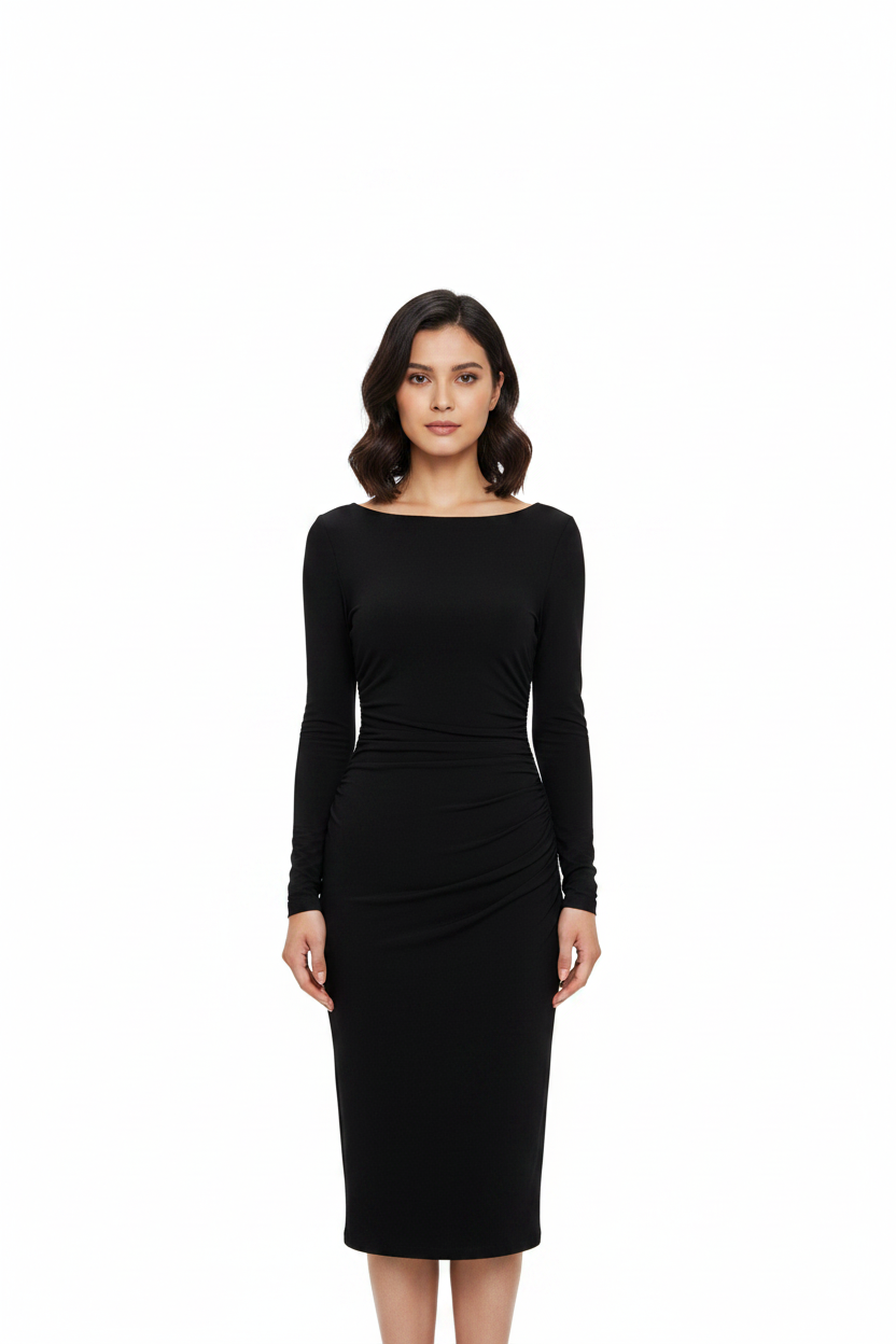 Norma Kamali Black Midi Dress- Gazelle Fashion and Style 