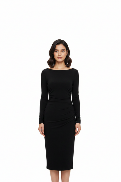 Norma Kamali Black Midi Dress- Gazelle Fashion and Style 