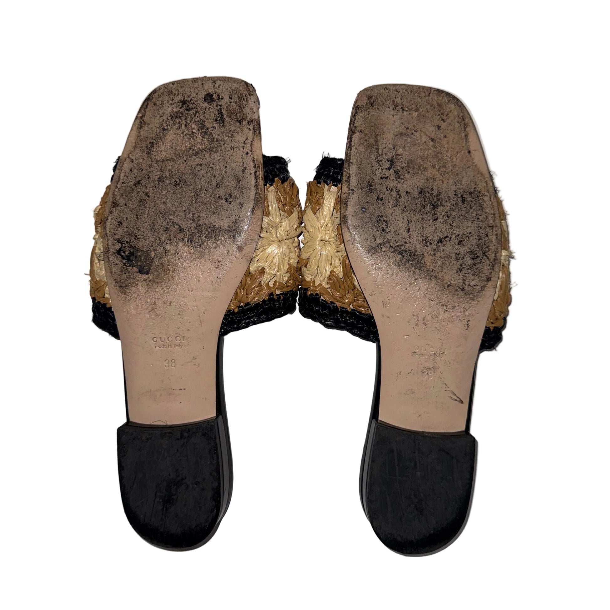 Gucci Jolie Raffia Slide-SHOES-Gazelle Fashion and Style