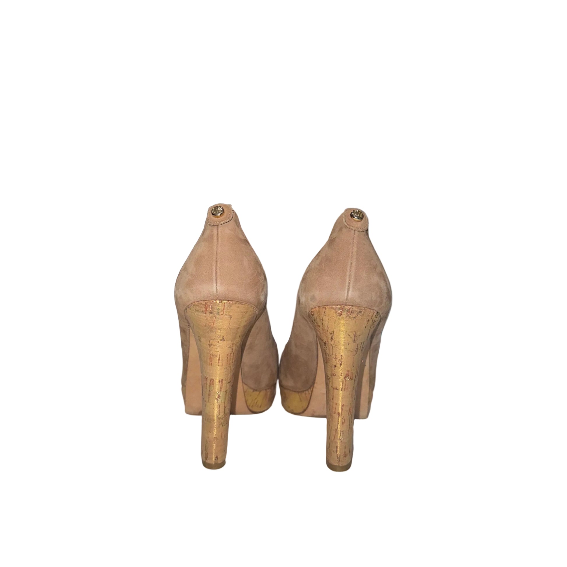 Stuart Weitzman Suede Peep Toe Heels-SHOES-Gazelle Fashion and Style