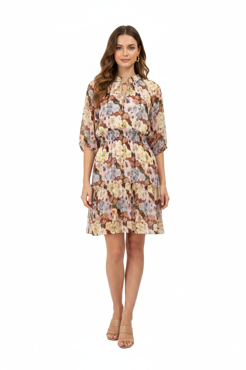Rails Fiorella Floral Tie Neck Dress-DRESS-Gazelle Fashion and Style