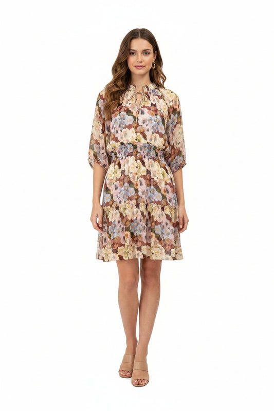 Rails Fiorella Floral Tie Neck Dress-DRESS-Gazelle Fashion and Style