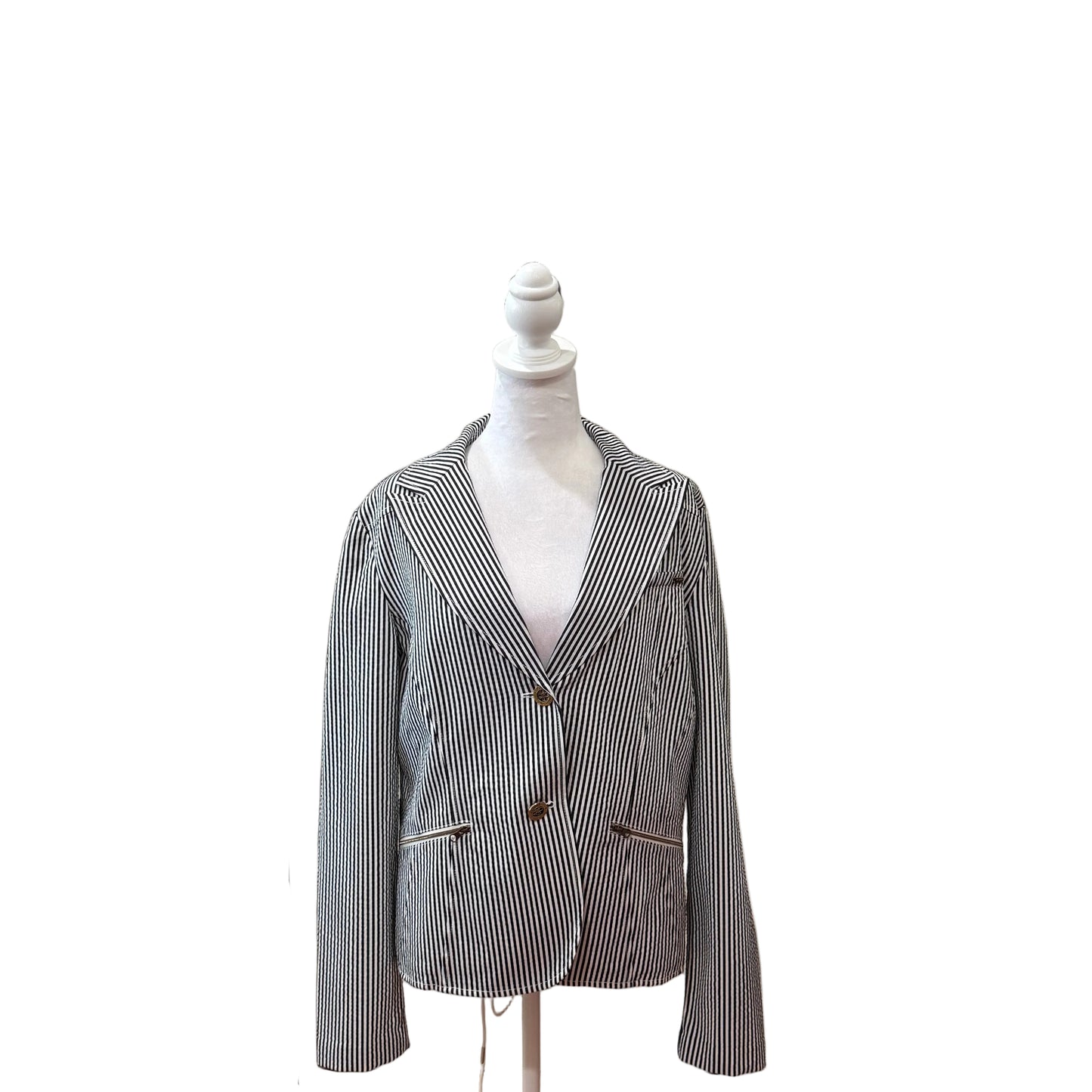 St John Sport Stripped Blazer-BLAZER-L-Black/White-New-Gazelle Fashion and Style