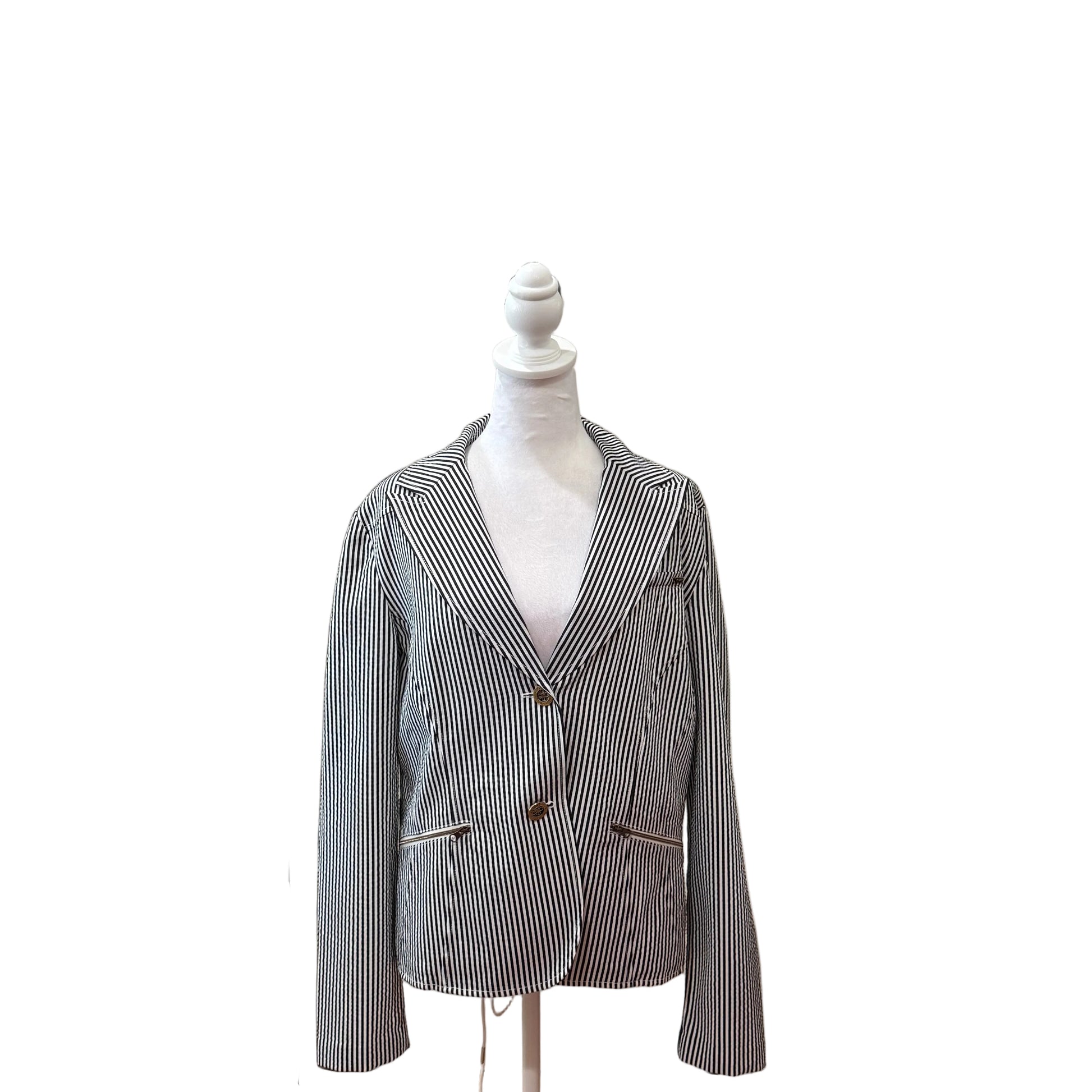 St John Sport Stripped Blazer-BLAZER-L-Black/White-New-Gazelle Fashion and Style
