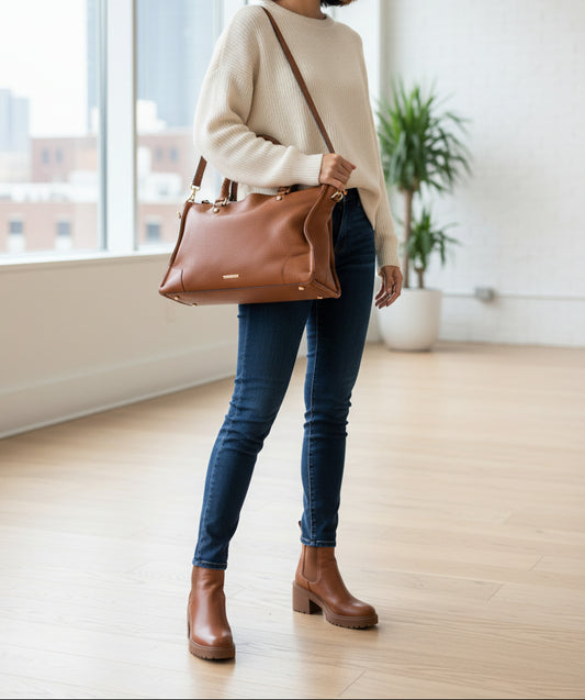Rebecca Minkoff Brown Leather-HANDBAGS-Gazelle Fashion and Style