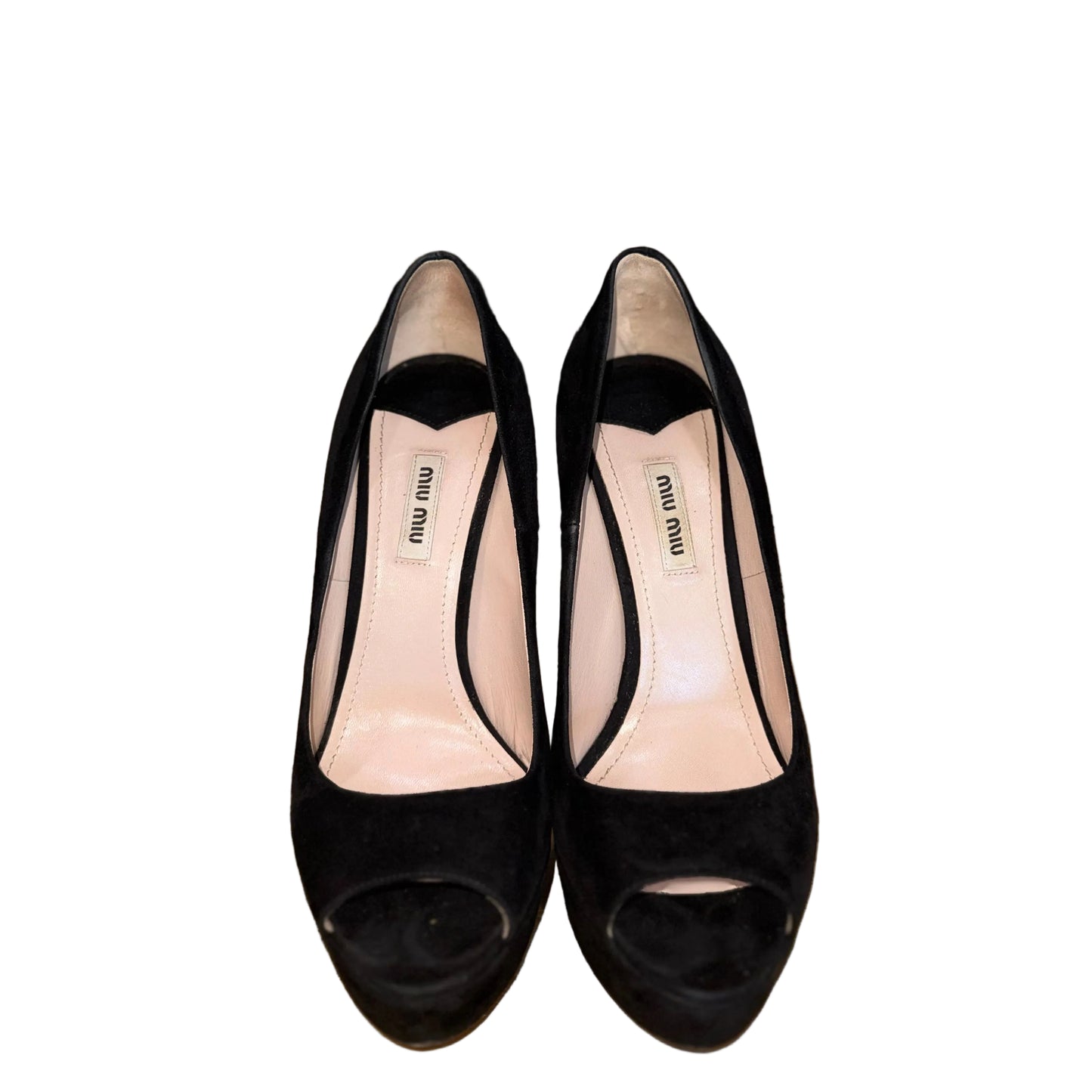 Miu Miu Suede Peep Toe Heel- Gazelle Fashion and Style