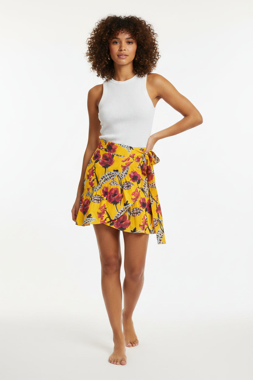 A.LC Hampton Floral Mini Wrap Skirt- Gazelle Fashion and Style 
