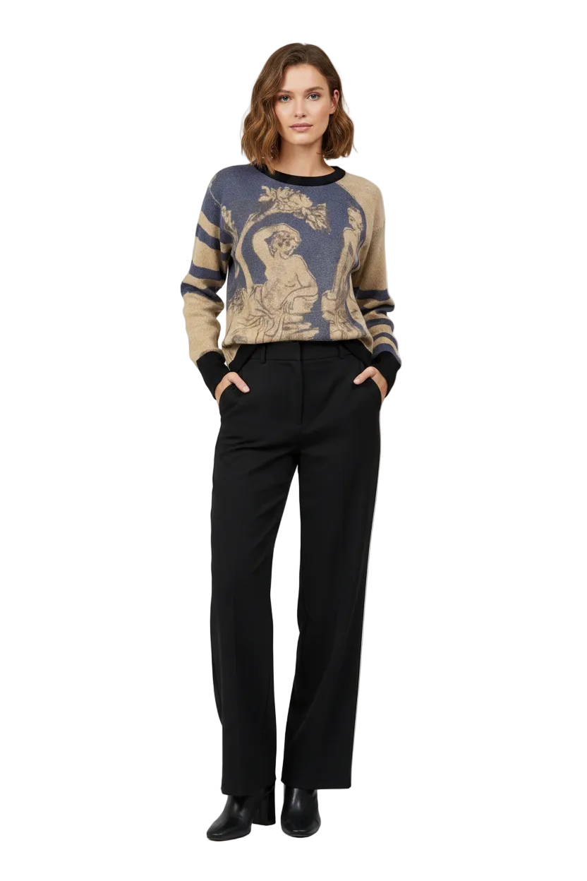 Rohka 100% Wool Jacquard Knit Top- Gazelle Fashion and Style 