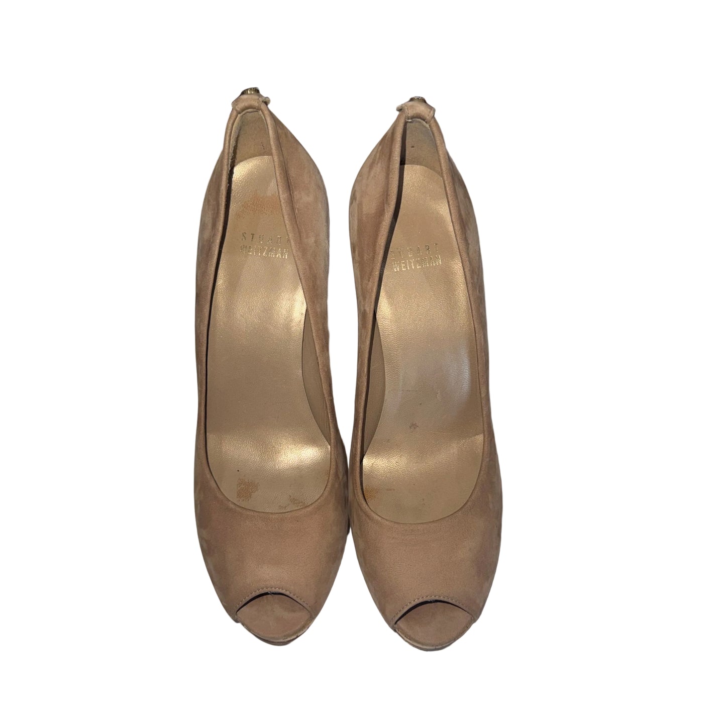 Stuart Weitzman Suede Peep Toe Heels-SHOES-Gazelle Fashion and Style