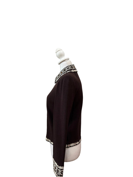 St. John Collection Embellished Zip-Up Cardigan-TOPS-Gazelle Fashion and Style