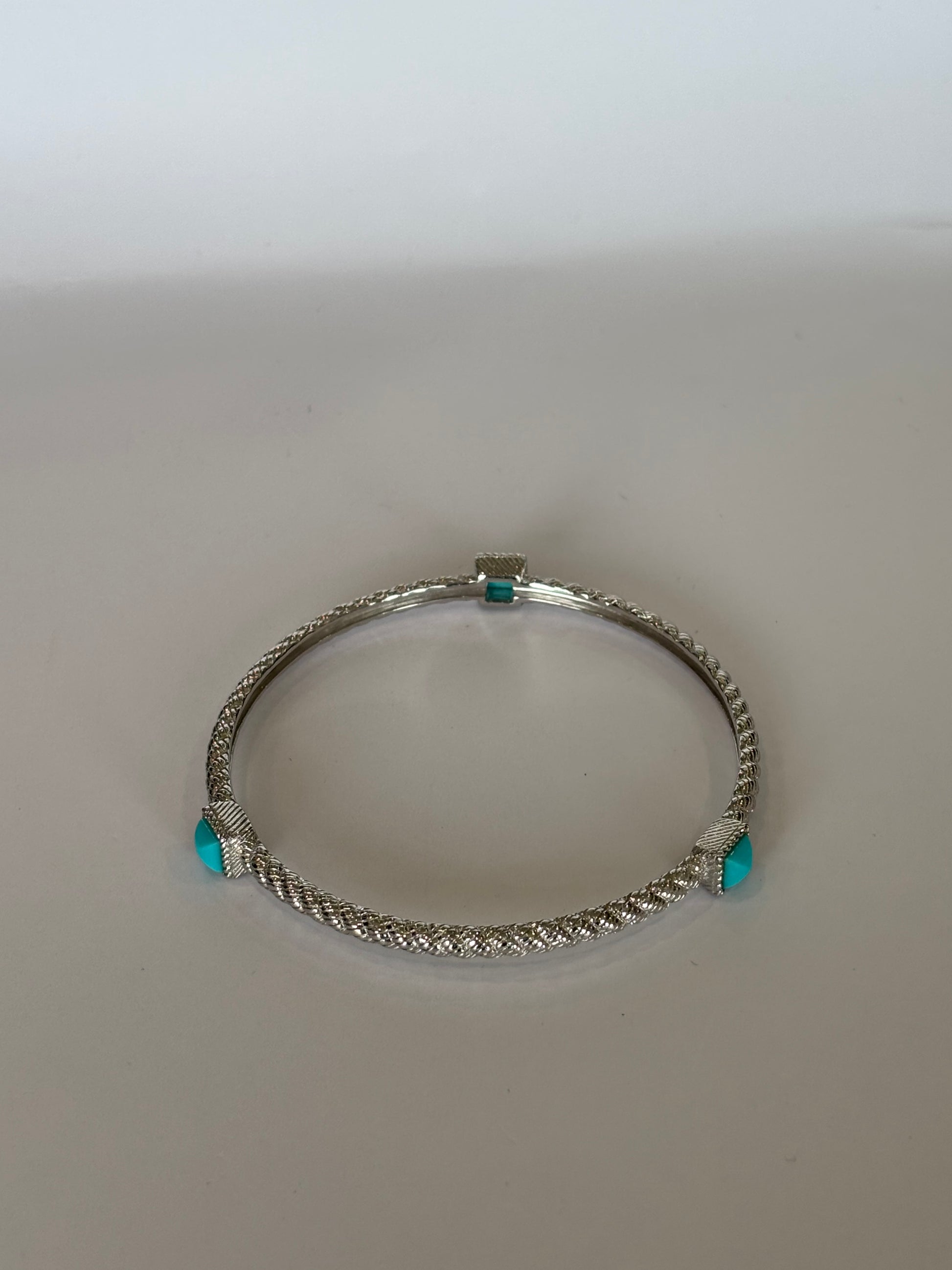 Judith Ripka Sterling Silver Turquoise Rope Twist Bracelet-BRACELET-M-Silver-New-Gazelle Fashion and Style