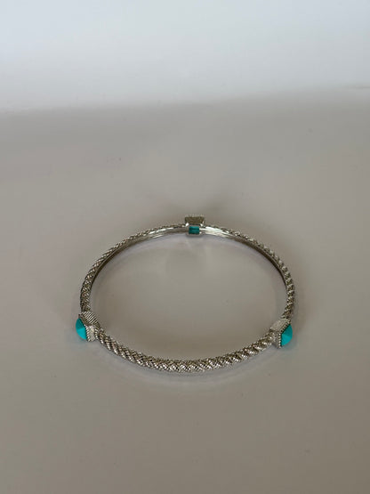 Judith Ripka Sterling Silver Turquoise Rope Twist Bracelet-BRACELET-M-Silver-New-Gazelle Fashion and Style