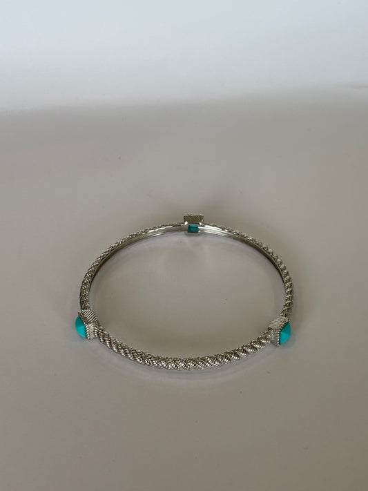 Judith Ripka Sterling Silver Turquoise Rope Twist Bracelet-BRACELET-M-Silver-New-Gazelle Fashion and Style