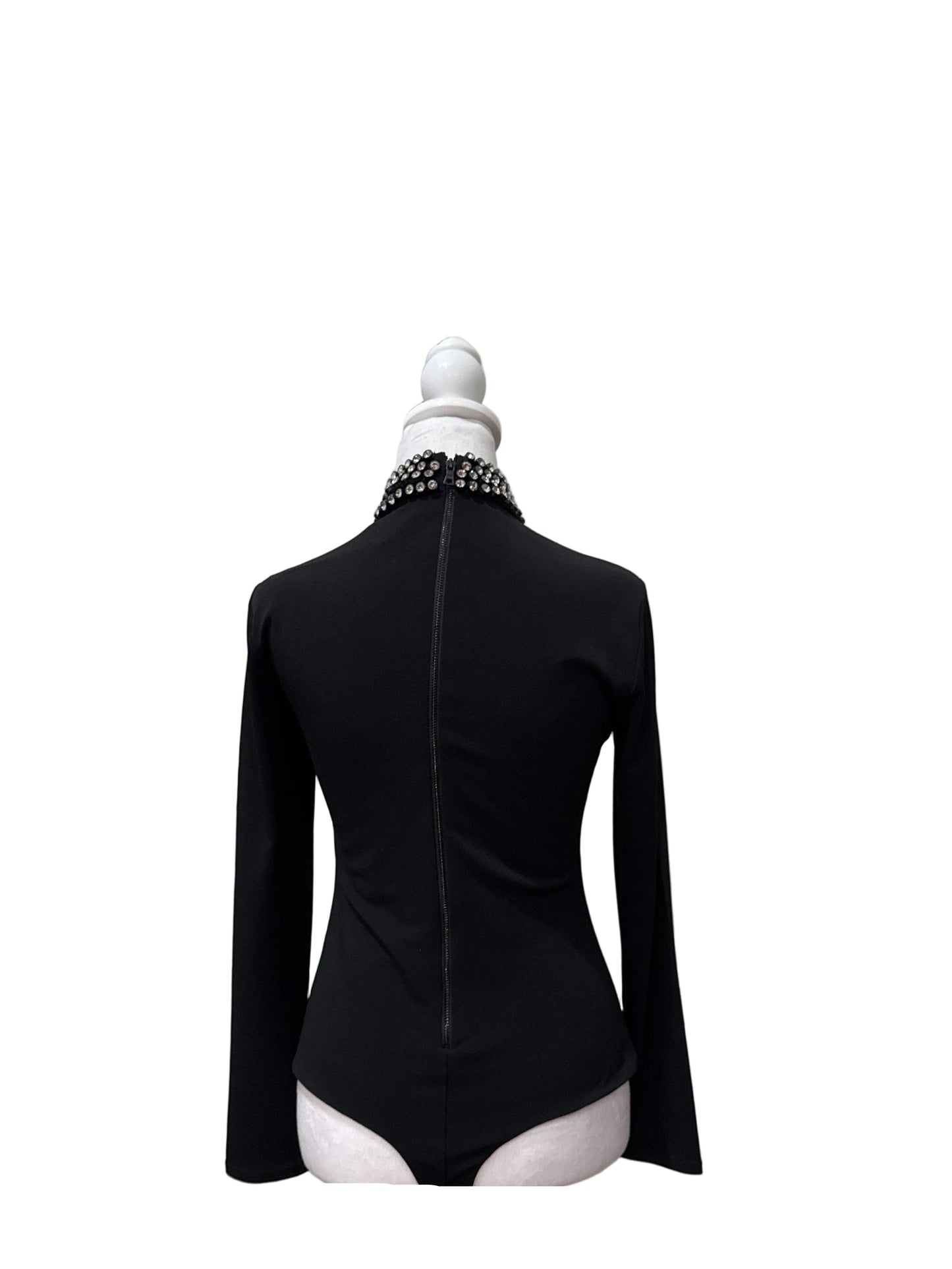 Alice + Olivia Bodysuit with Rhinestone Collar Size- M-Bodysuit-Gazelle Fashion and Style