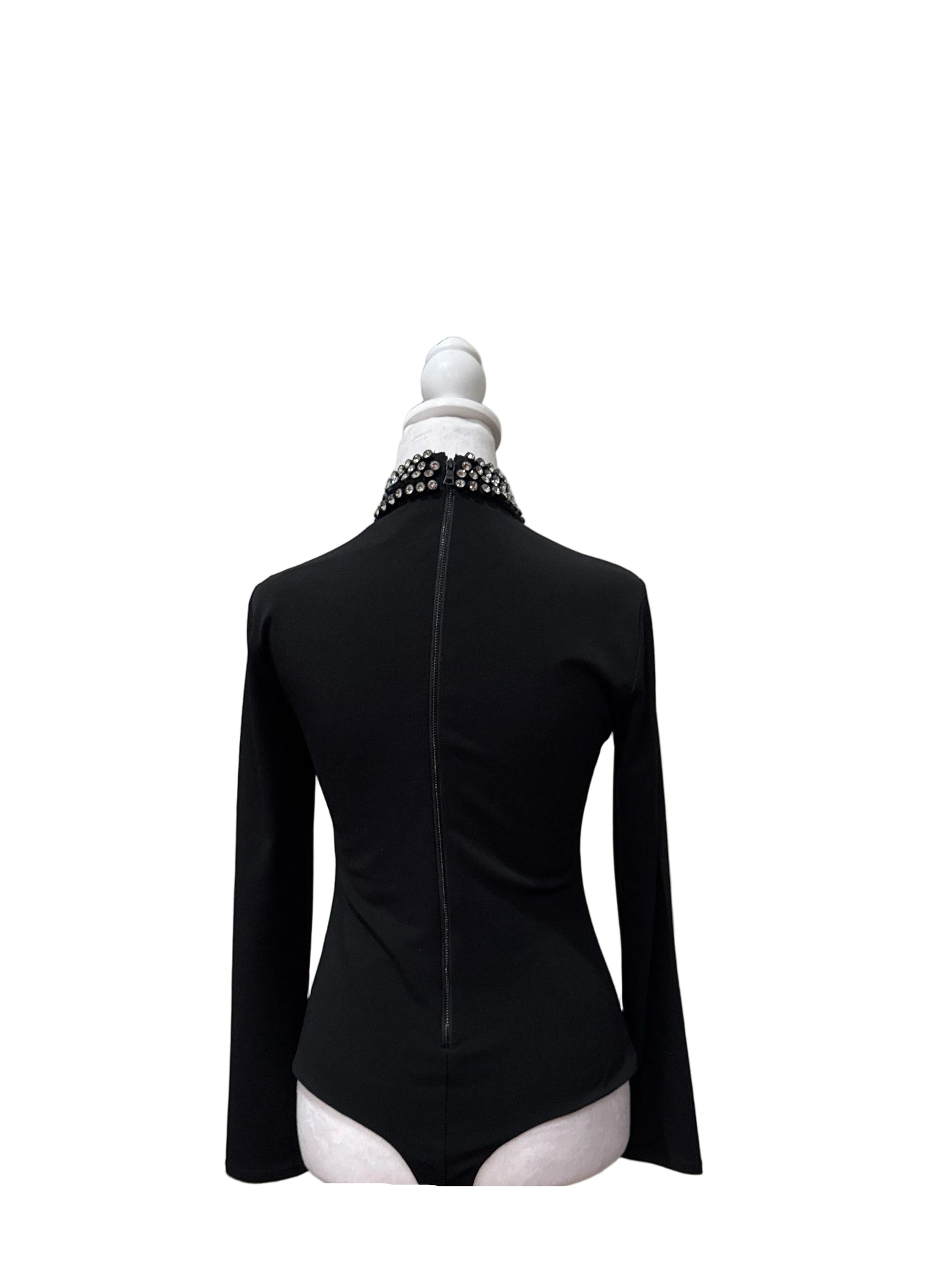 Alice + Olivia Bodysuit with Rhinestone Collar Size- M-Bodysuit-Gazelle Fashion and Style