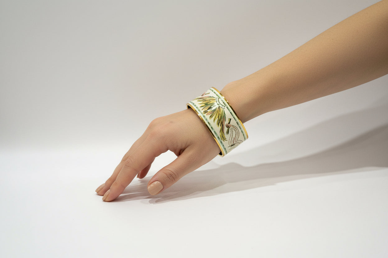 Hermès Extra Wide Enamel Bangle Bracelet-JEWELRY-Gazelle Fashion and Style
