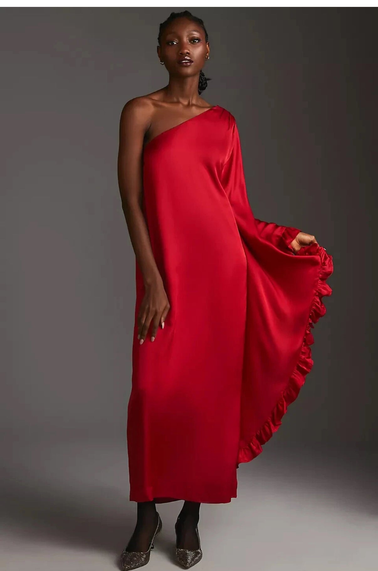 Anthropologie Hutch One-Shoulder Ruffled Dress-DRESS-Gazelle Fashion and Style