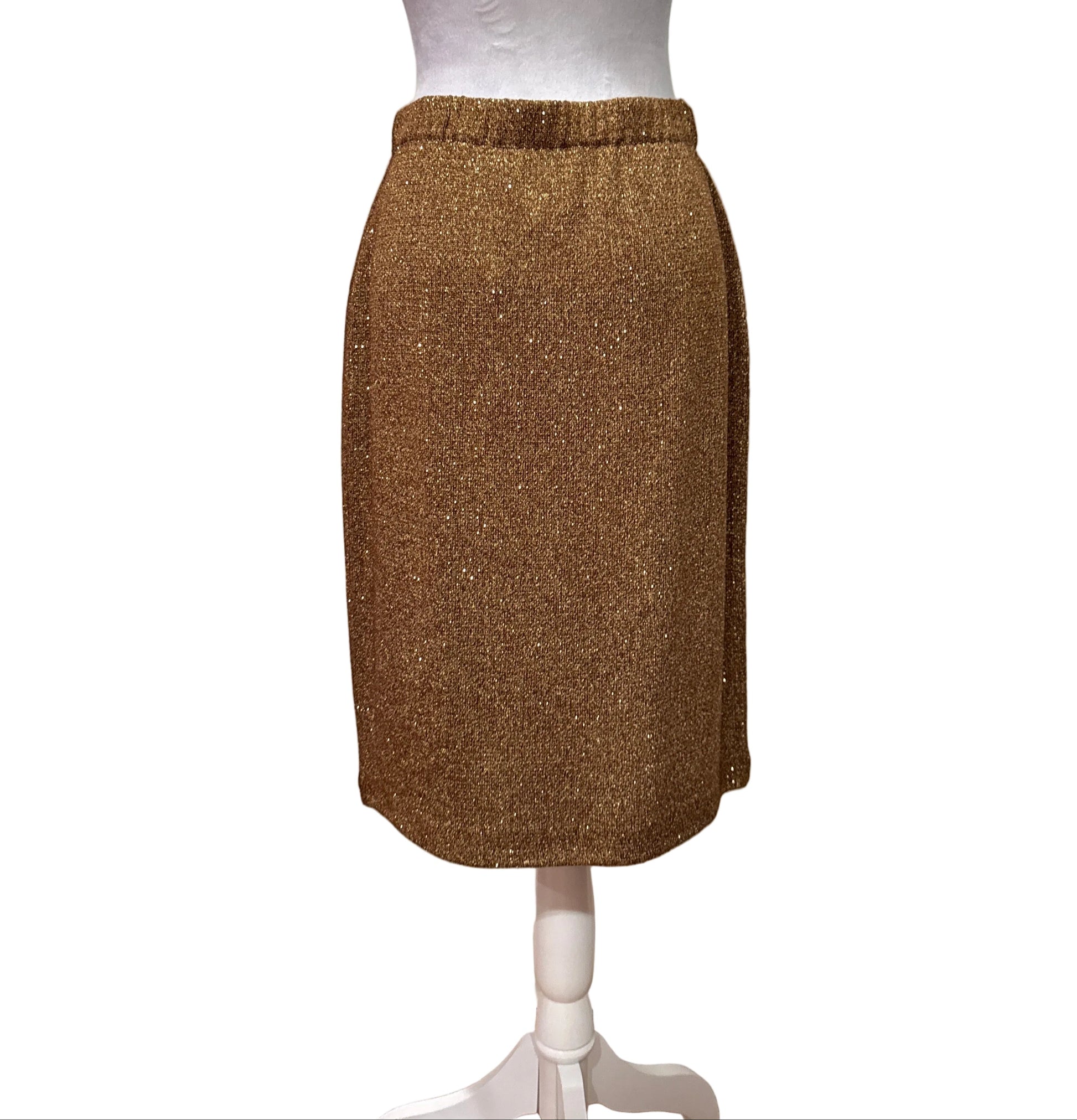 St. John Knit Gold Shimmer Pencil Skirt - NWT- Size 6 $165-Skirt-Gazelle Fashion and Style
