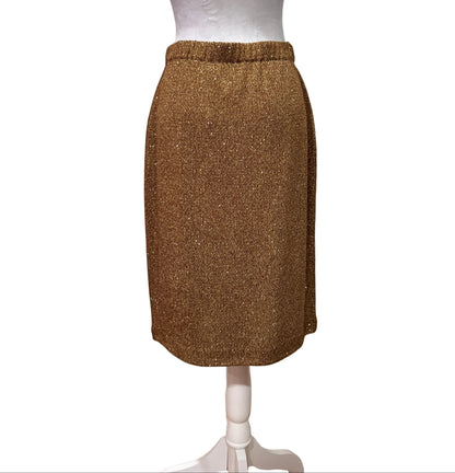 St. John Knit Gold Shimmer Pencil Skirt - NWT- Size 6 $165-Skirt-Gazelle Fashion and Style
