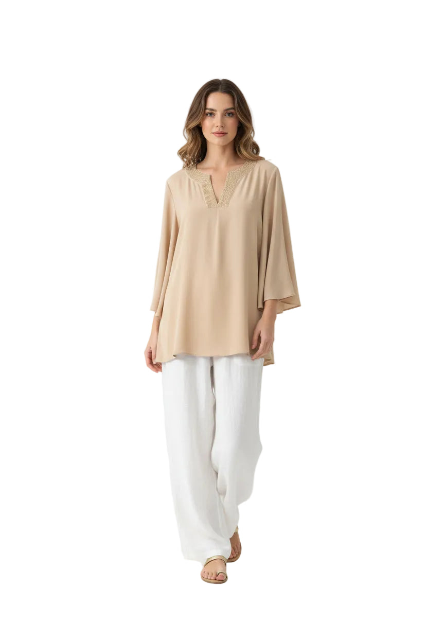 St. John Gold Trim Blouse-TOPS-m-Gold-New-Gazelle Fashion and Style