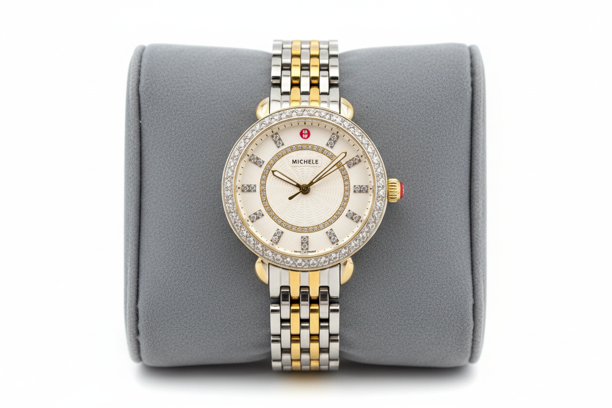 Michele Sidney Classic Two-Tone Diamond Watch-WATCH-Gazelle Fashion and Style