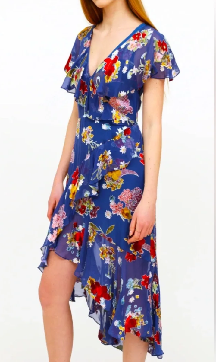 Alice + Olivia Electra Ruffle Chifron Cocktail Dress- Gazelle Fashion and Style 