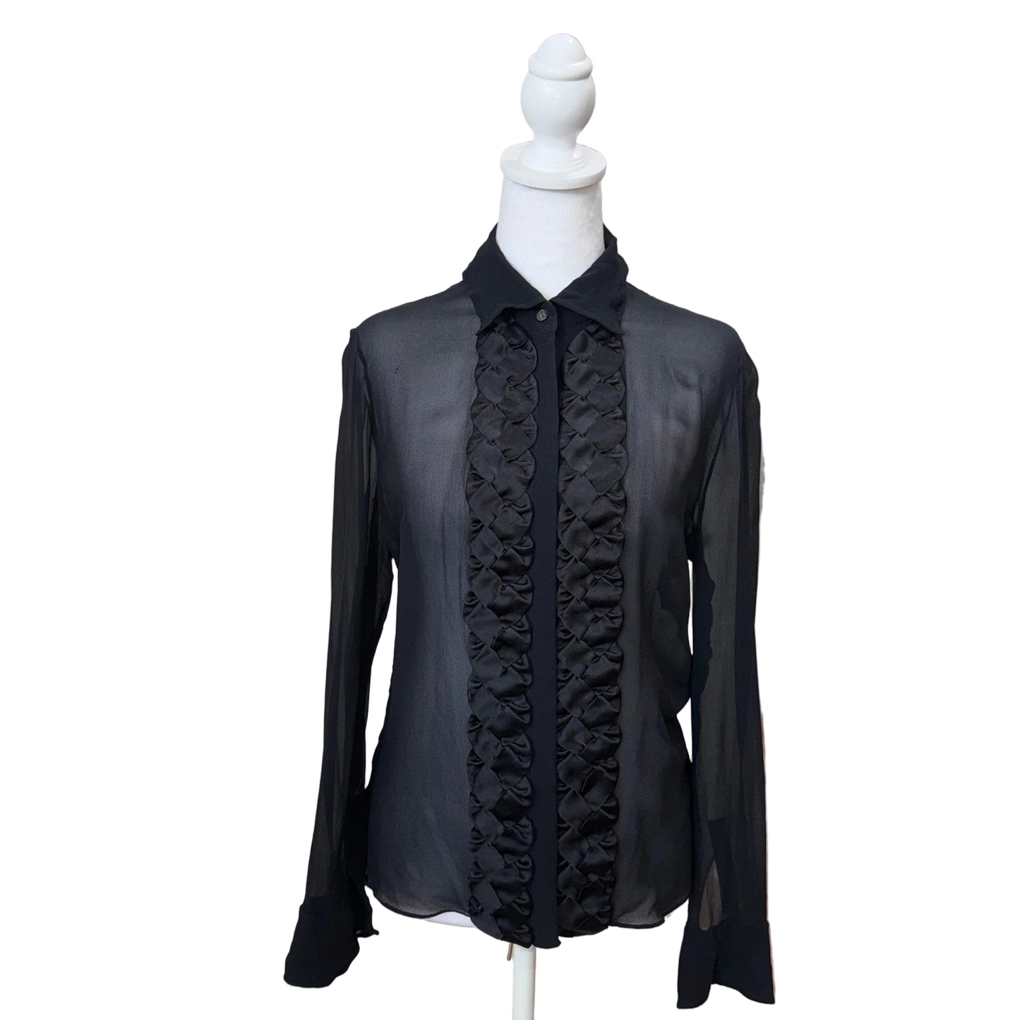 Valentino Silk Sheer Button Up-TOPS-Gazelle Fashion and Style