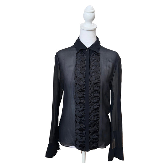 Valentino Silk Sheer Button Up-TOPS-Gazelle Fashion and Style