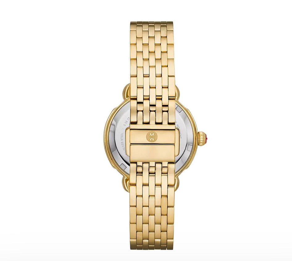 Michele Sidney Classic 18K Gold-Plated Steel Mother of Pearl Dial Diamonds Watch $1,850-WATCH-Gazelle Fashion and Style