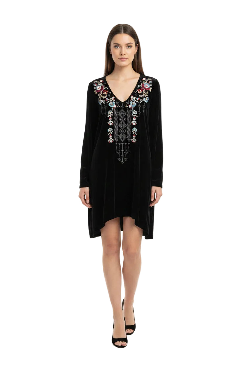 Johnny Was Velvet Tunic Dress- Gazelle Fashion and Style 